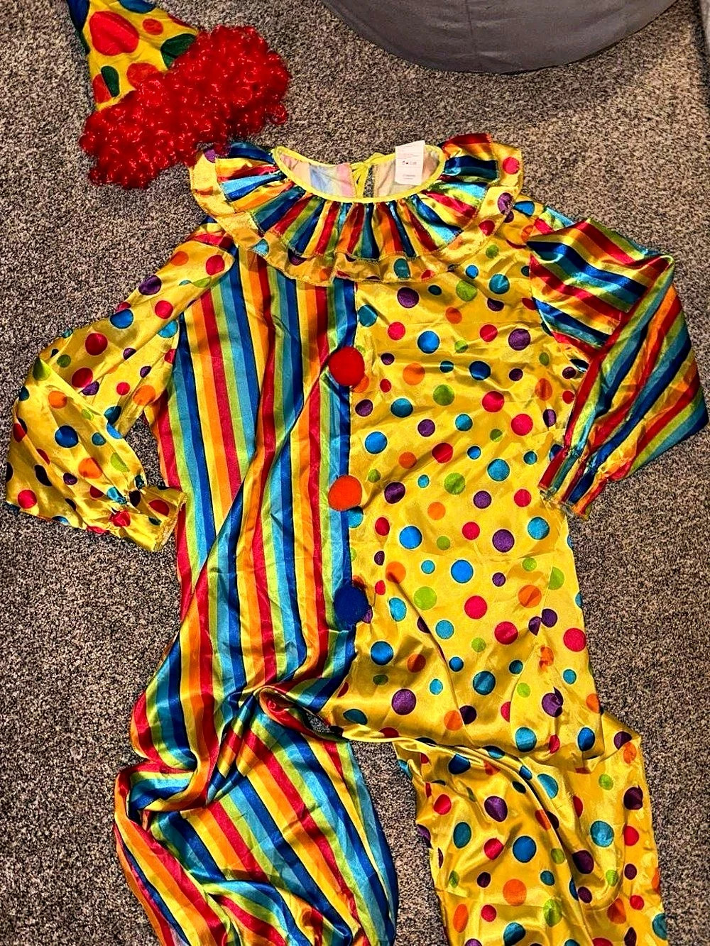 Clown Halloween Costume with Afro Party Hat